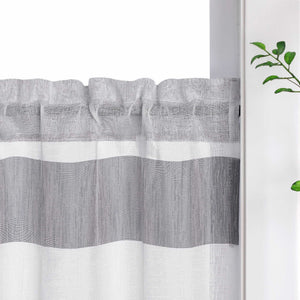 Delien Scheibengardine im Landhausstil mit grauen und weißen Streifen - Joyswahl