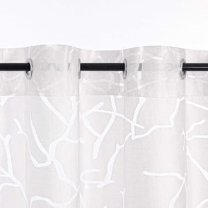 Scheibengardine aus Polyester mit Linienmuster und Zweigmotiv halbtransparent 1 stück - Joyswahl