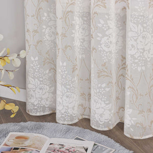 Elegante Transparente Gardinen mit Rankenmuster Ösenschal 1 stück - Joyswahl