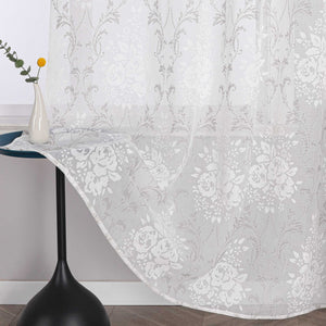 Elegante Transparente Gardinen mit Rankenmuster Ösenschal 1 stück - Joyswahl
