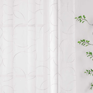 Vorhang mit Kräuselband Voile Gardine mit Kreismuster Bestickt Fensterschal Transparent 1 Stück - Joyswahl