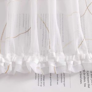 Vorhang mit Kräuselband Voile Gardine mit Kreismuster Bestickt Fensterschal Transparent 1 Stück - Joyswahl