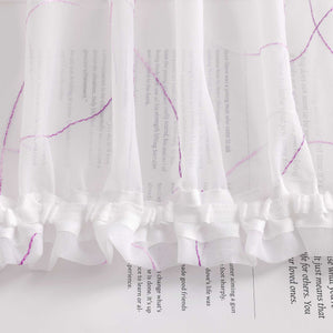 Vorhang mit Kräuselband Voile Gardine mit Kreismuster Bestickt Fensterschal Transparent 1 Stück - Joyswahl