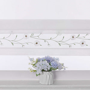 Raffrollo Voile Raffgardinen mit Schlaufen Küche Fenster Vorhänge mit Blumenmuster Stickerei Transparent Weiß 1 Stück - Joyswahl