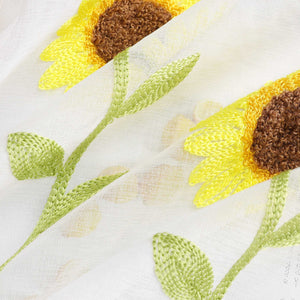 Scheibengardinen Bistrogardinen durch Tunnelzug Voile Küche Kinderzimmer mit Sonnenblume Stickerei Halbtransparent - Joyswahl