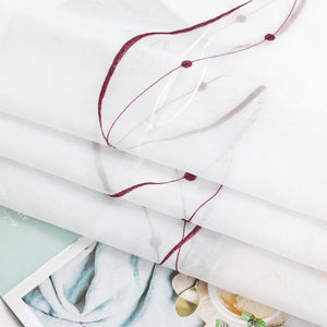 Rollos ohne Bohren Weiß Raffgardine mit Ösen Transparent Gardinen mit U-Haken Ösenrollo Modern Bestickt 1 Stück - Joyswahl