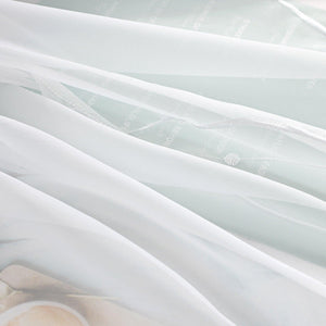 Raffrollo mit Klettband Küche Gardinen Raffgardinen Voile Bändchenrollo mit Wellenperlenmuster Stickerei Transparent 1 Stück - Joyswahl