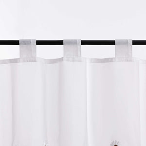 Scheibengardinen Bistrogardine Schlaufen Küche Gardinen Landhausstil Transparent Kurzstores mit kleiner Gänseblümchen-Stickerei - Joyswahl