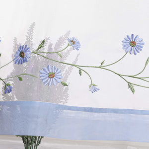 Scheibengardinen Bistrogardine Schlaufen Küche Gardinen Landhausstil Transparent Kurzstores mit kleiner Gänseblümchen-Stickerei - Joyswahl