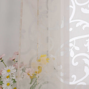 Transparente Schlaufengardine mit Blumenmuster Café Fenstergardine Raffrollos 1 Stück - Joyswahl