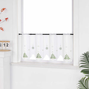Scheibengardine mit Tannenbaum & Schneeflocken weihnachten kurz Gardine - Joyswahl