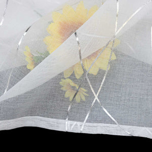 Scheibengardinen durch Tunnelzug Modern Bistrogardine Küchengardinen Landhausstil Kurzstores Wellenstreifen Transparent - Joyswahl