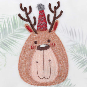 Scheibengardine Weihnachten 1 Stück mit Rentier und Handschuh Stickerei - Joyswahl