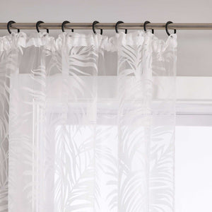 Voile Gardine in Ausbrenner mit Blätter Muster transparenter Vorhang Unifarbiges Schals Wohnzimmer Fensterschal 1 Stück - Joyswahl