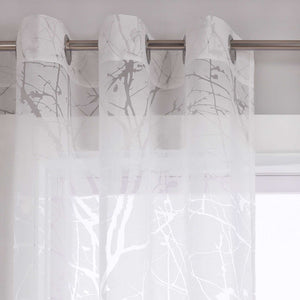 Transparente Vorhang mit Blumenmuster aus Polyester Lichtdurchlässig Wohnzimmer weiß 1 stück - Joyswahl
