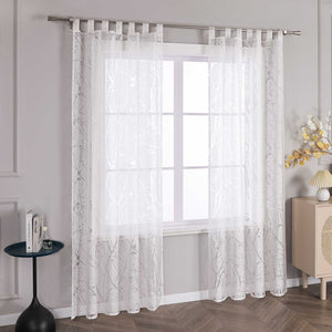 Transparente Vorhang mit Blumenmuster aus Polyester Lichtdurchlässig Wohnzimmer weiß 1 stück - Joyswahl