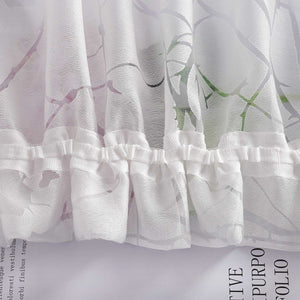 Transparente Vorhang mit Blumenmuster aus Polyester Lichtdurchlässig Wohnzimmer weiß 1 stück - Joyswahl