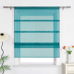 Raffrollo Voile Raffgardinen durch Tunnelzug Bändchenrollo Küche Gardinen Transparent Uni 1 Stück - Joyswahl