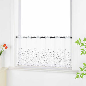 Scheibengardine mit Blumenstickerei Modern Voile Bistrogardine mit Lochleiste Unifarbige Kurzstores Landhausstil Transparent 1 Stück - Joyswahl