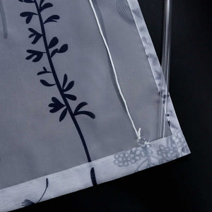 Raffrollo mit Schlaufen Voile Raffgardine Modern Küche Gardinen mit Laternenblume Muster Wohnzimmer Halbtransparent - Joyswahl