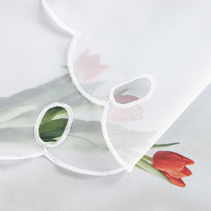 Scheibengardine mit Blumenstickerei Modern Voile Bistrogardine mit Lochleiste Unifarbige Kurzstores Landhausstil Transparent 1 Stück - Joyswahl