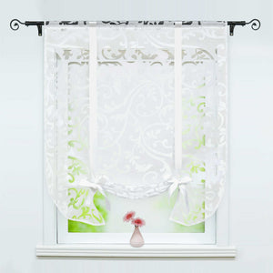 Raffrollo durch Tunnelzug romantische Rollo mit floralem Muster transparentes Vorhang für Wohnzimmerfenster 1 Stück - Joyswahl