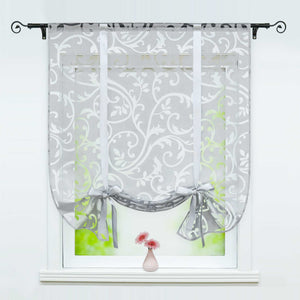Raffrollo durch Tunnelzug romantische Rollo mit floralem Muster transparentes Vorhang für Wohnzimmerfenster 1 Stück - Joyswahl