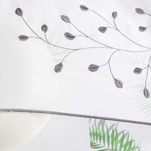 Scheibengardine mit Blumenstickerei Modern Voile Bistrogardine mit Lochleiste Unifarbige Kurzstores Landhausstil Transparent 1 Stück - Joyswahl