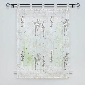 Raffrollo mit Schlaufen Voile Raffgardine Modern Küche Gardinen mit Laternenblume Muster Wohnzimmer Halbtransparent - Joyswahl
