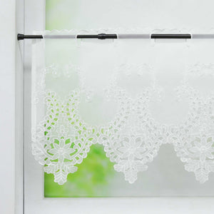 Scheibengardine Modern Bistrogardine durch Tunnelzug Halbtransparent Küche Kurzgardine Lasercut Blumenmuster - Joyswahl