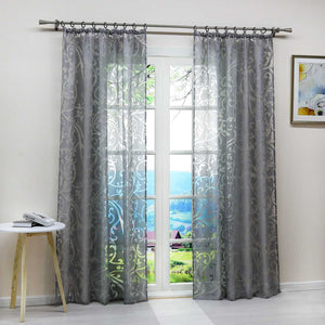Eleganter transparenter Vorhang mit floralem Muster lichtdurchlässiger Fensterschal für Wohnzimmer 1 Stück - Joyswahl