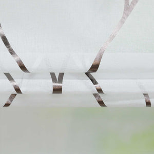 Rollos mit Ösen Gardinen Küche Raffgardinen Transparent Ösenrollo Vorhänge Mit Wellen-Druck Modern Voile 1 Stück - Joyswahl