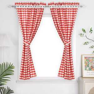 Modern Scheibengardinen im Landhausstil & Vintage mit karomuster 2er Set - Joyswahl