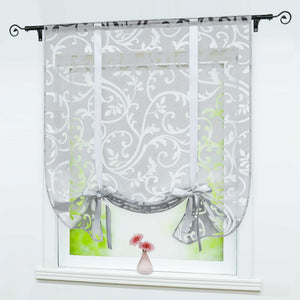 Raffrollo durch Tunnelzug romantische Rollo mit floralem Muster transparentes Vorhang für Wohnzimmerfenster 1 Stück - Joyswahl