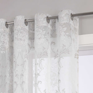 Elegante Transparente Gardinen mit Rankenmuster Ösenschal 1 stück - Joyswahl