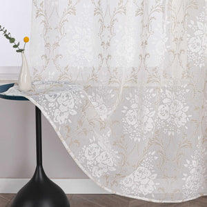 Elegante Transparente Gardinen mit Rankenmuster Ösenschal 1 stück - Joyswahl