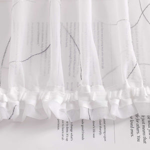 Vorhang mit Kräuselband Voile Gardine mit Kreismuster Bestickt Fensterschal Transparent 1 Stück - Joyswahl