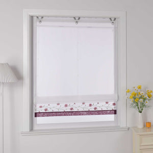 Raffrollo Voile Raffgardinen mit Schlaufen Küche Fenster Vorhänge mit Blumenmuster Stickerei Transparent Weiß 1 Stück - Joyswahl