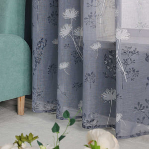 Vorhang mit Schlaufen modern Voile Gardine mit botanischen Mustern Vorhänge Transparent Schlafzimmer Wohnzimmer 1 Stück - Joyswahl