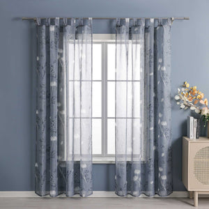 Vorhang mit Schlaufen modern Voile Gardine mit botanischen Mustern Vorhänge Transparent Schlafzimmer Wohnzimmer 1 Stück - Joyswahl
