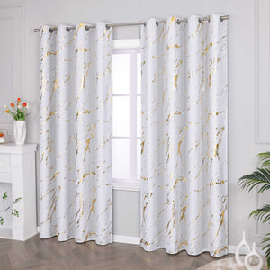 Verdunkelungsvorhang mit Marmor-Optik luxuriöser Fensterschal Wohnzimmer 1 Stück - Joyswahl