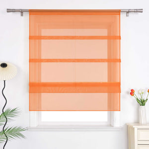 Raffrollo Voile Raffgardinen durch Tunnelzug Bändchenrollo Küche Gardinen Transparent Uni 1 Stück - Joyswahl