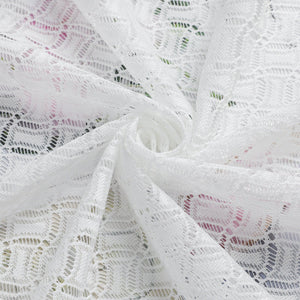 2er Set Scheibengardinen Jacquard Bistrogardine durch Tunnelzug Kurzgardinen Halbtransparent Weiß - Joyswahl