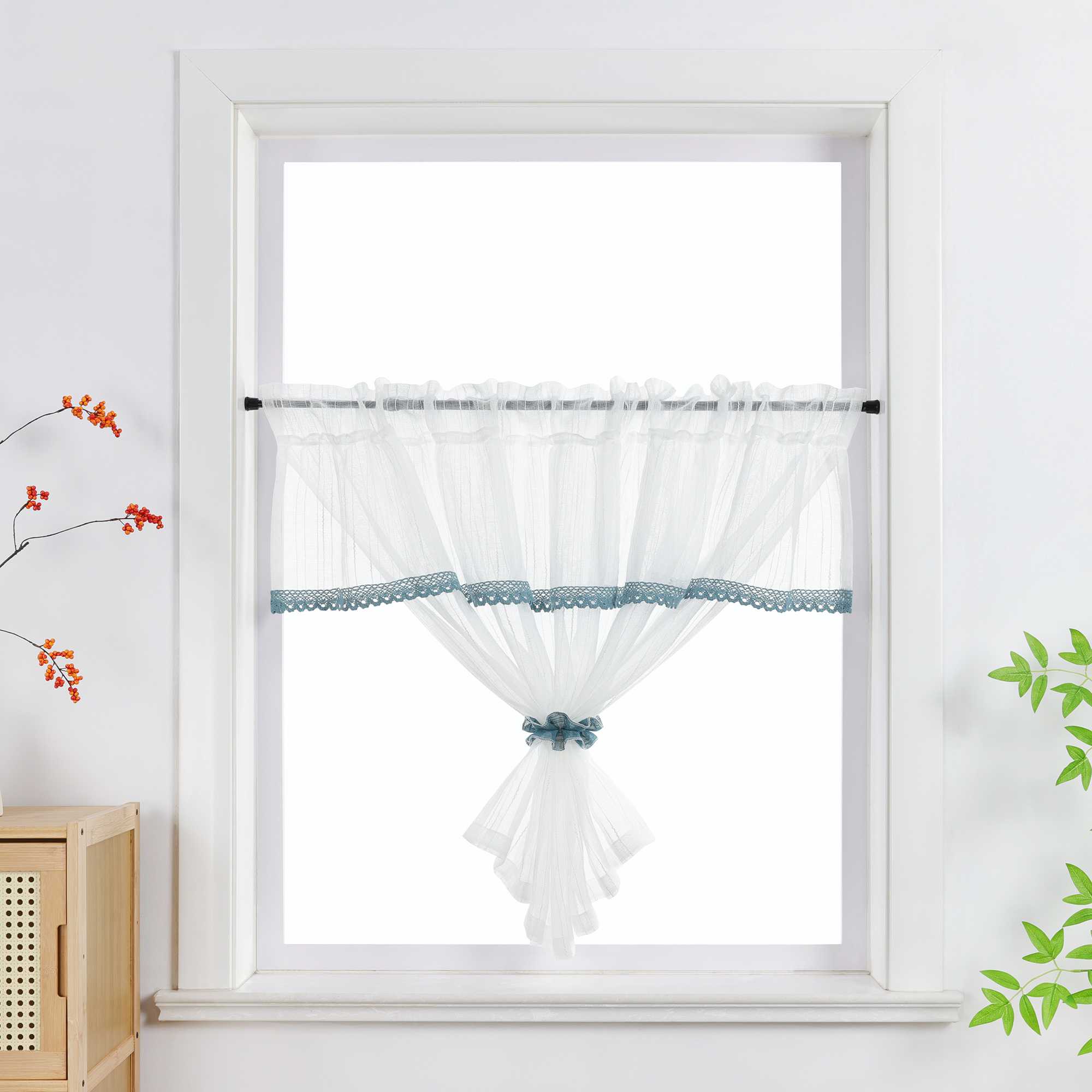 Delien Wohnzimmer Gardinen modern mit Spitze am Oberteil - Joyswahl