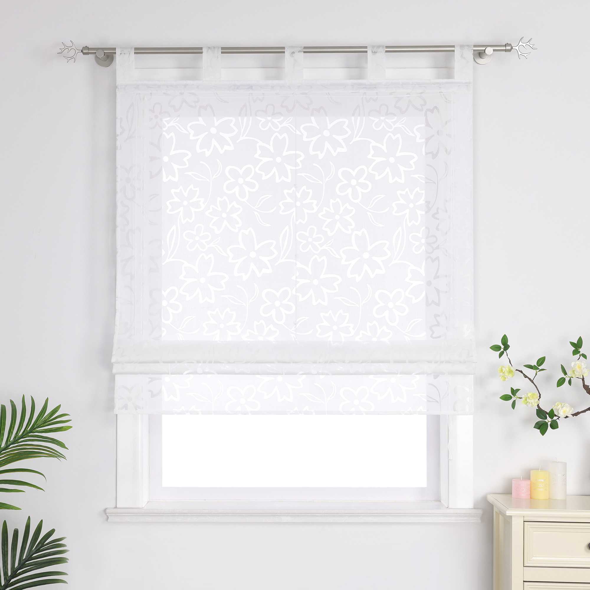 Delien rollos mit schlaufen transparent mit Blumenmuster wohnzimmer gardinen für Fenster innen - Joyswahl