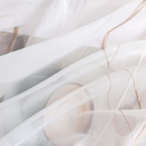 Raffrollo mit Klettband Küche Gardinen Raffgardinen Voile Bändchenrollo mit Wellenperlenmuster Stickerei Transparent 1 Stück - Joyswahl