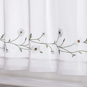 Scheibengardinen Bistrogardine Schlaufen Küche Gardinen Landhausstil Transparent Kurzstores mit kleiner Gänseblümchen-Stickerei - Joyswahl
