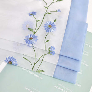 Scheibengardinen Bistrogardine Schlaufen Küche Gardinen Landhausstil Transparent Kurzstores mit kleiner Gänseblümchen-Stickerei - Joyswahl
