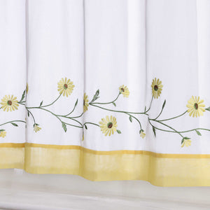 Scheibengardinen Bistrogardine Schlaufen Küche Gardinen Landhausstil Transparent Kurzstores mit kleiner Gänseblümchen-Stickerei - Joyswahl