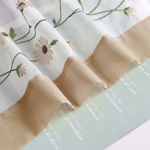 Raffrollo Voile Raffgardinen mit Schlaufen Küche Fenster Vorhänge mit Blumenmuster Stickerei Transparent Weiß 1 Stück - Joyswahl